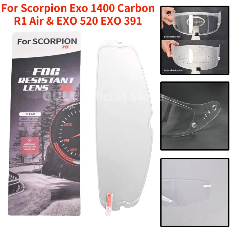 Helmets Visor For Scorpion Exo 1400 Carbon, R1 & EXO 520 391 Motorcycle Helmet Lens Visor Plating Uv Protection Lens Faceshield