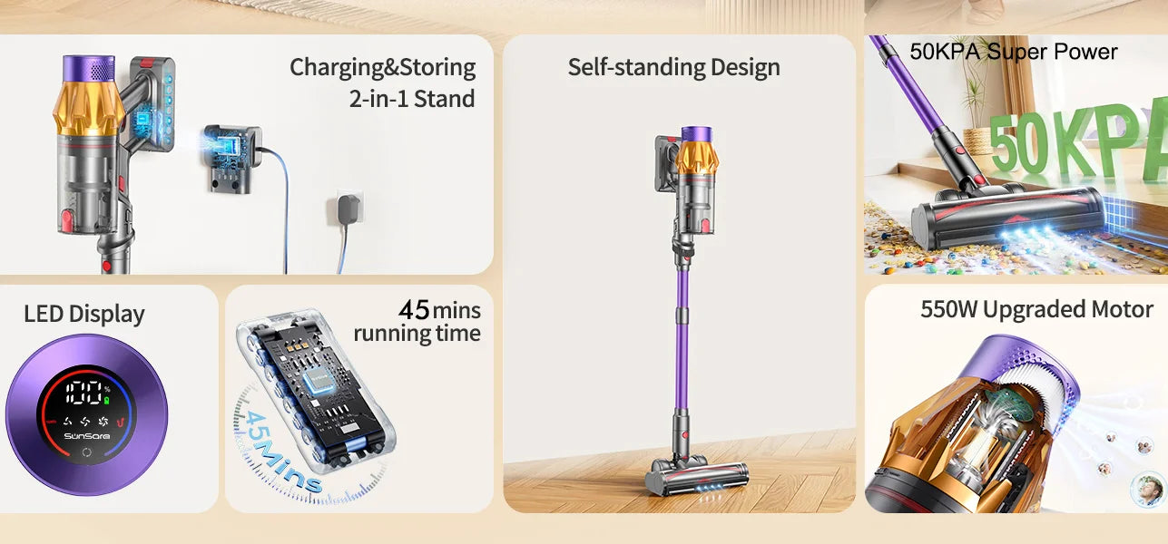 Armo V18 550W 50kPa Suction Power Handheld Wireless Vacuum Cleaner 6 in 1  LED Display Cordless Vacuum Handheld Sweeper Machine
