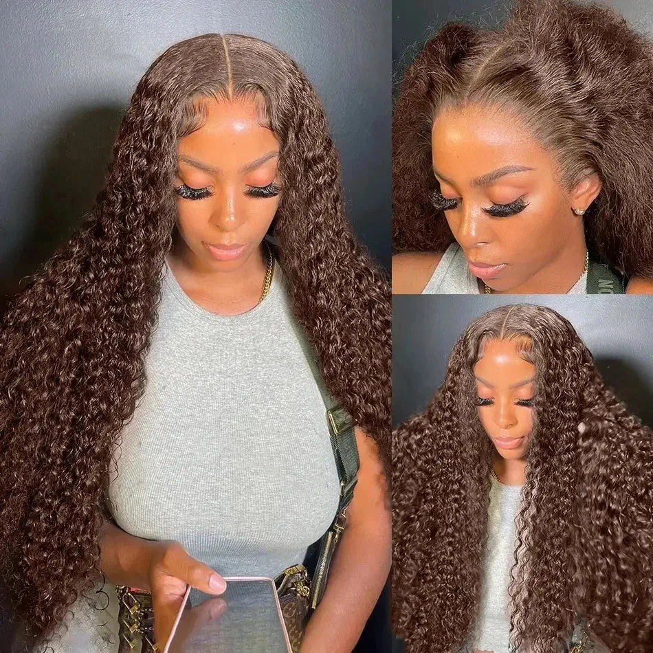 26 34 Inch Chocolate Brown 13x6 Hd Lace Front Wigs Deep Wave Frontal Wig Brazilian Curly Human Hair Wig For Women 5x5 Lace Wig