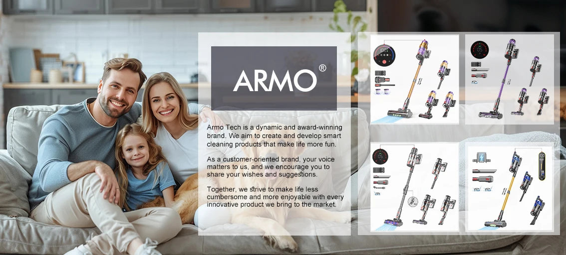 Armo V18 550W 50kPa Suction Power Handheld Wireless Vacuum Cleaner 6 in 1  LED Display Cordless Vacuum Handheld Sweeper Machine