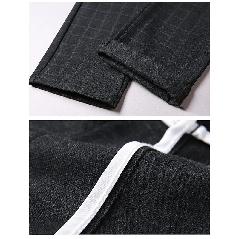 Fashion Men Smart Casual Tailored Trousers Male Slight Strech Loose Straight Dress Pants Versatile Slim Fit Thin Black Trousers