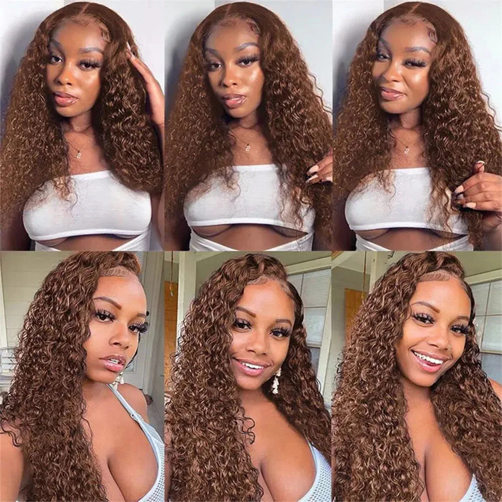 26 34 Inch Chocolate Brown 13x6 Hd Lace Front Wigs Deep Wave Frontal Wig Brazilian Curly Human Hair Wig For Women 5x5 Lace Wig