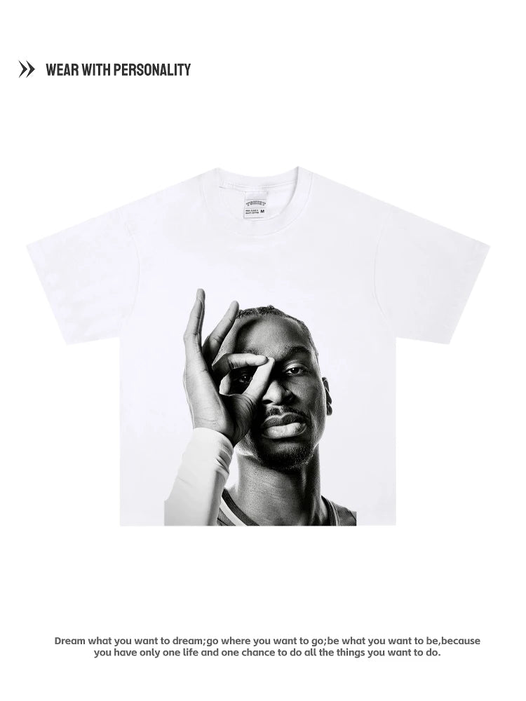 SGA Alexander Alexander Big Head Print Short-sleeved T-shirt Heavy Cotton Basketball Top Men's and Women's Short-sleeved Top