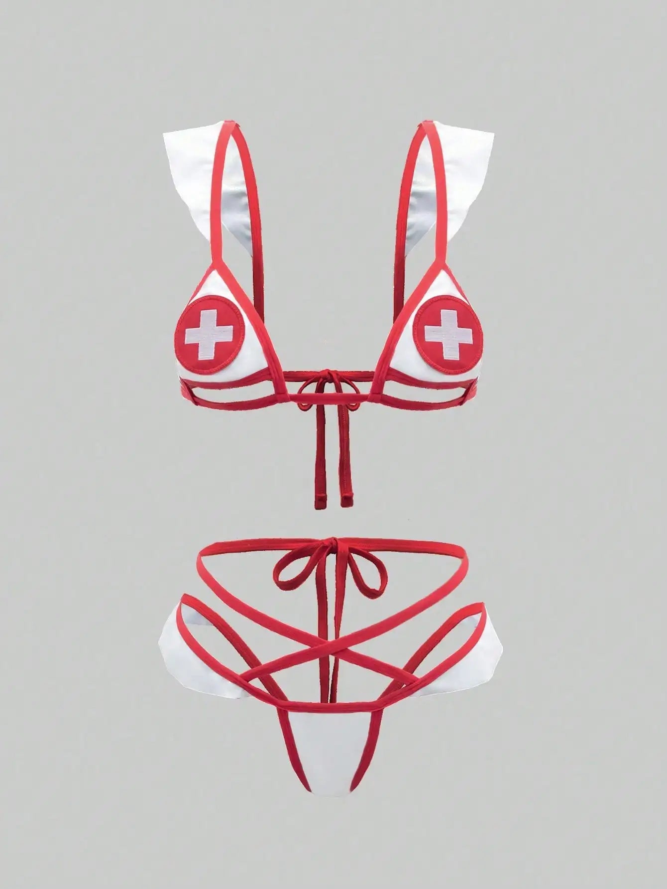 Two Pieces Christmas Stylesexy Lingerie Erotic Lingerie Set With Cross Trim Straps Female