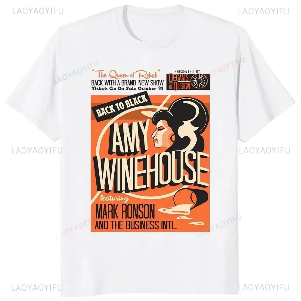 Graphic Print Amy Jade Winehouse Singer British Jazz Legend Summer Trend Harajuku Short Sleeve Unisex Graphic Oversized T-shirt