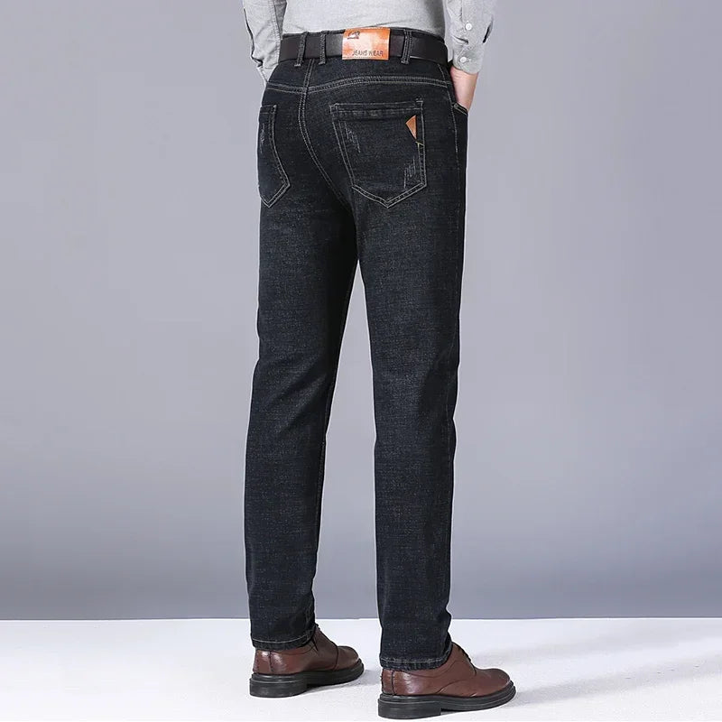 Fashion Men Jeans Stretch Straight Leg Casual Slim Fit Denim Pants Male Brand Luxury Design Business Classic Trousers Large Size