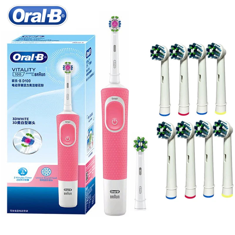 Oral B Vitality 100 Electric Rechargeable Toothbrush Cross Action Clean for Adults Timer Waterproof Tooth Brush