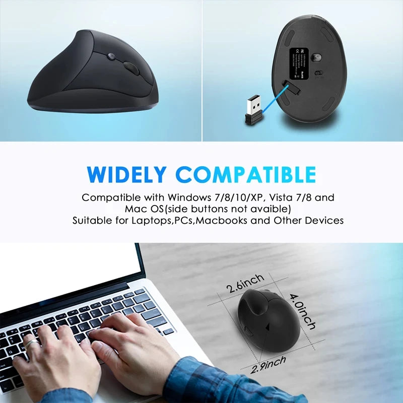 Xiaomi Vertical Grip Silent Wireless USB 2.4G Rechargeable Hand Designer Drawing Office Creative Ergonomic Mouse For Computers