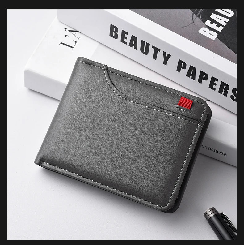 Men's Short Wallet Multi-Card Slot Card Holder PU Leather Luxury Wallet for Men