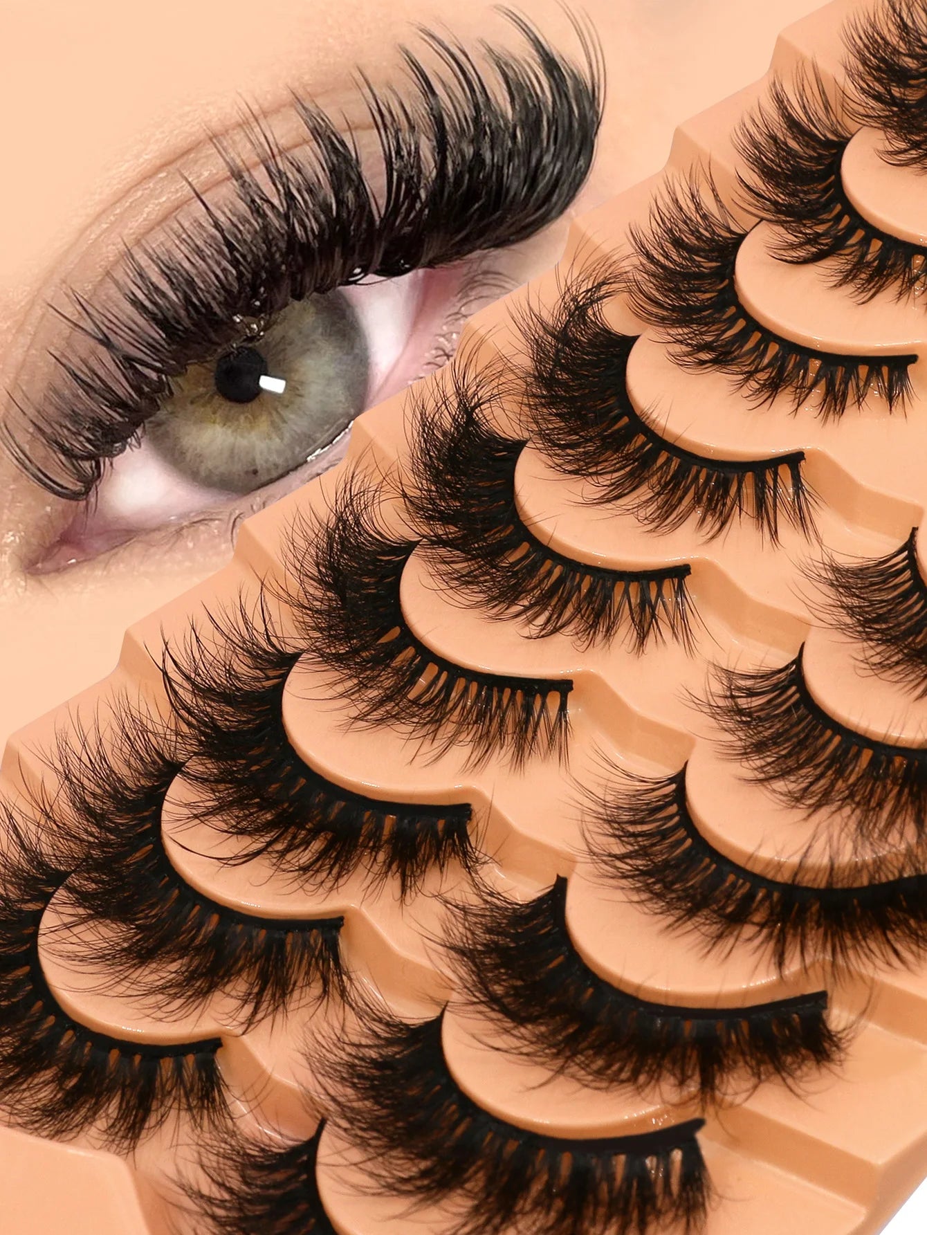 GROINNEYA Cat Eyelashes Fluffy 3D Mink Eyelashes Natural Look False Lashes for Daily Party Wedding Lightweigh Reusable Makeup