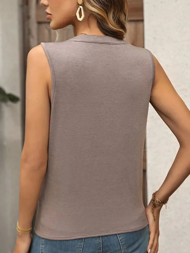 White Women's Blouses Summer Vintage Tassel Tank Tops Sleeveless V-Neck Casual Women Streetwear Shirt T-Shirt Female Clothing