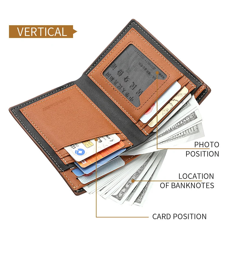Men's Short PU Leather Wallet, Multi-slot Credit Card Holder Men's Wallet, Casual Wallet for Men