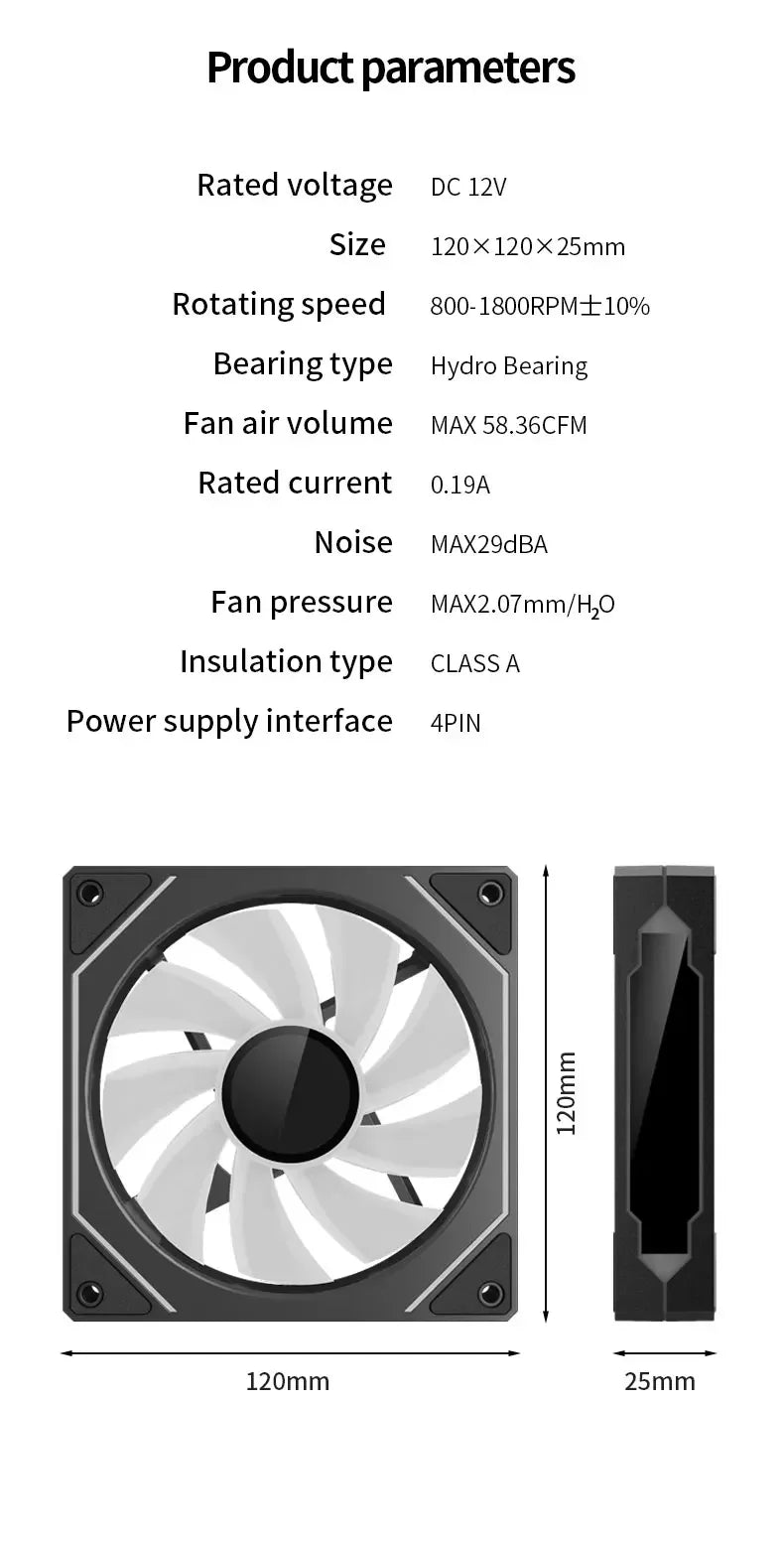 ICE Whale Prism 4 PRO PC Case Fan 120mm  ARGB Cyclic Mirror Light Effect PWM 800-1800RPM CPU Cooler ventilador