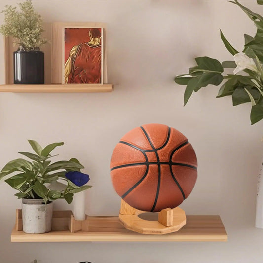 Basketball Holder Wood Football Holder Decorative Basketball Display Stand For Bookshelf Room Garage Kids Teen Living Room Decor