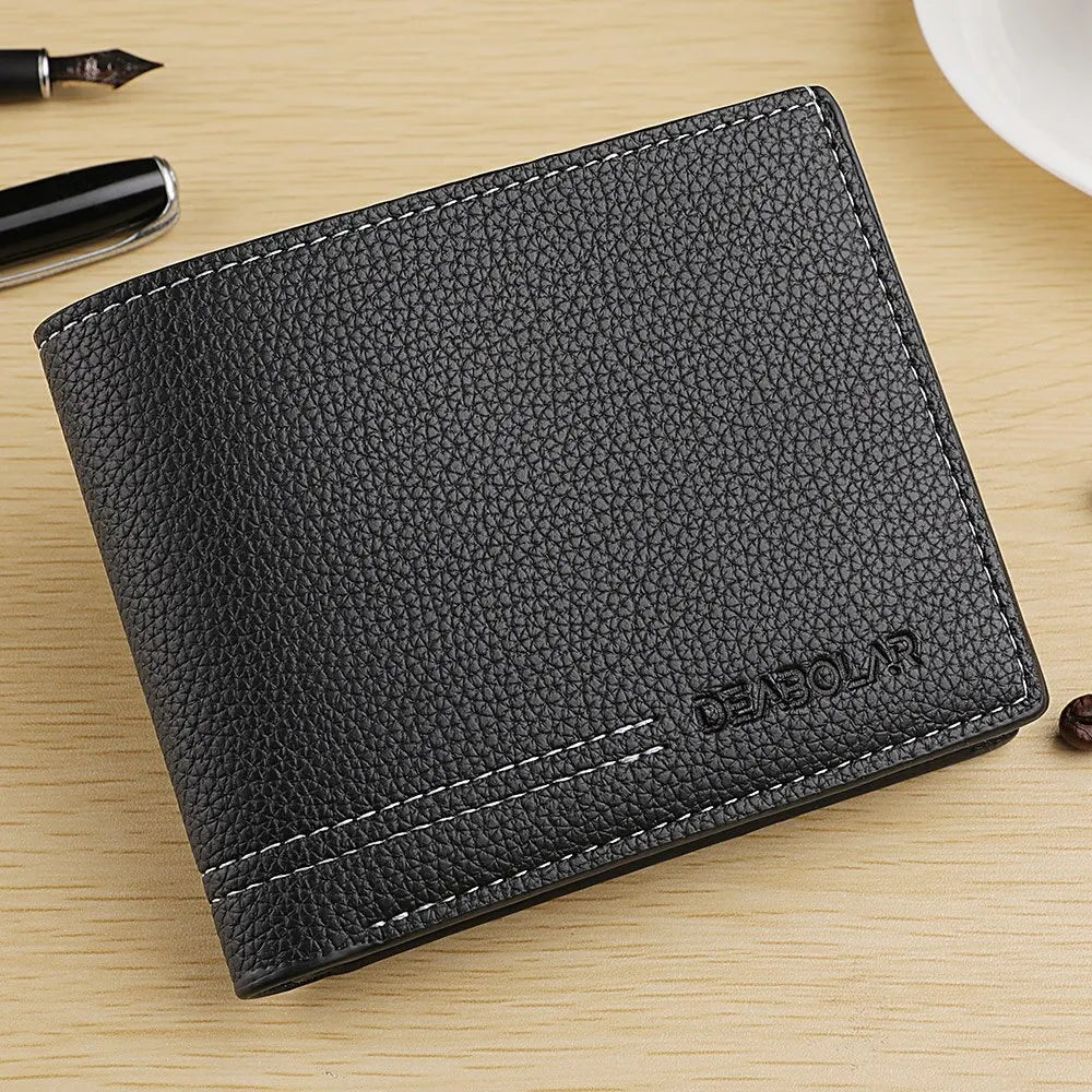 Men New Minimalist Wallet Ultra-thin PU Leather Multi-slot Newly Designed Wallet