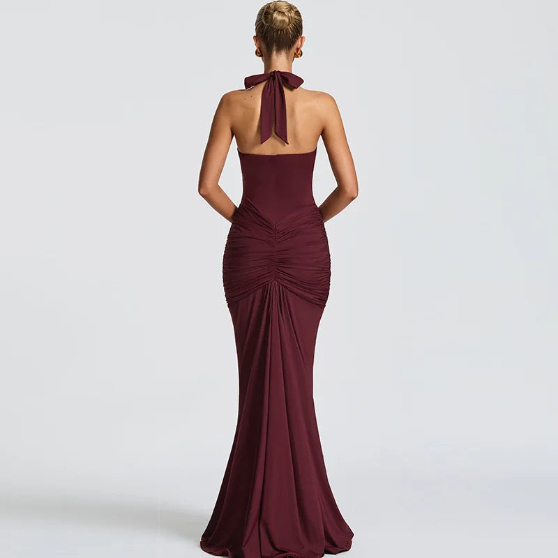 Ladies Summer Elegant Evening Party Dress For Women Sleeveless Backless Halter Sexy Long Dresses Woman Clothes Birthday Clubwear