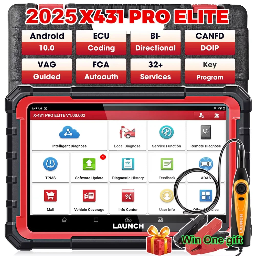 2025 LAUNCH X431 PRO ELITE 8 inches ECU Coding Active Test CAN FD DOIP all system Car diagnostic tools 31 Resets OBD Scanner
