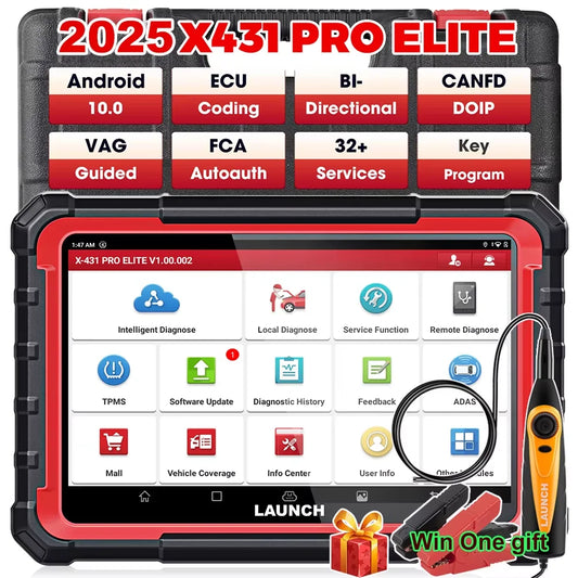 2025 LAUNCH X431 PRO ELITE 8 inches ECU Coding Active Test CAN FD DOIP all system Car diagnostic tools 31 Resets OBD Scanner