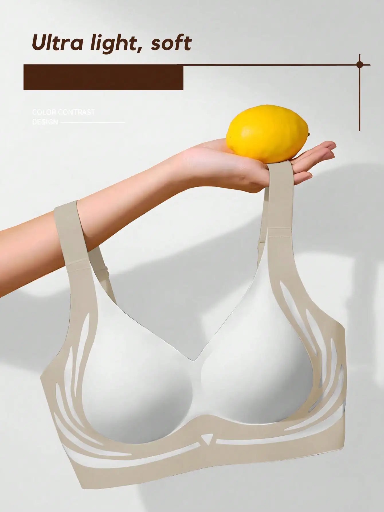 Powerful Push-up Seamless Bra,Push up Bra for large breasts to look smaller without a steel ring,with a back button for comfort