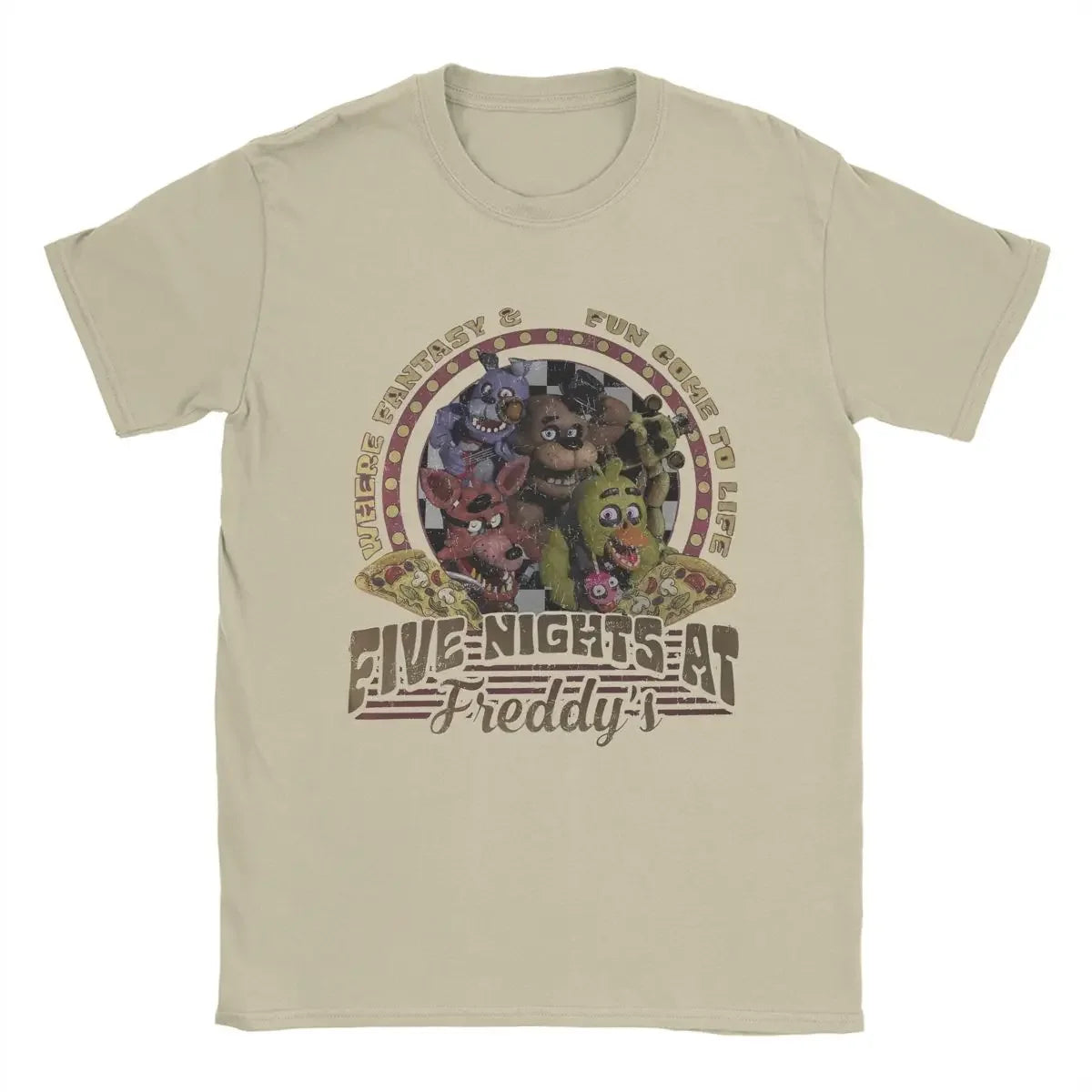At Freddys Cotton Clothes Humor Short Sleeve O Neck Tee Shirt  Men's Five Nights T shirts  Plus Size T-men clothing