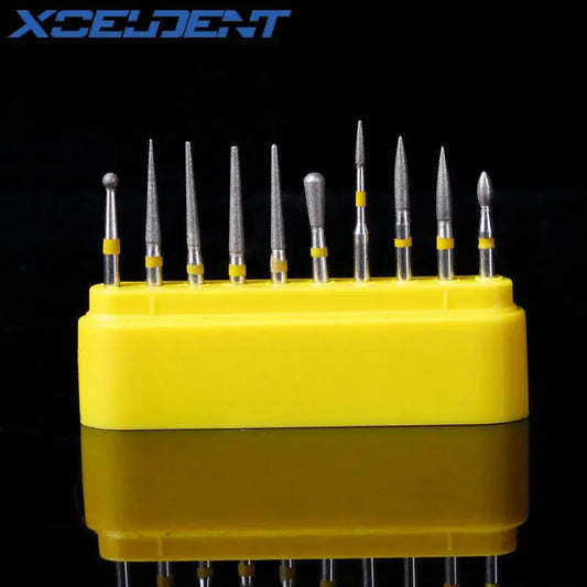 10pcs/box FG High-speed Handpiece Bur Set Grinding Bit Drill Bit Emery Bur Polishing Bur Grinding Bit Dental Polishing Tool