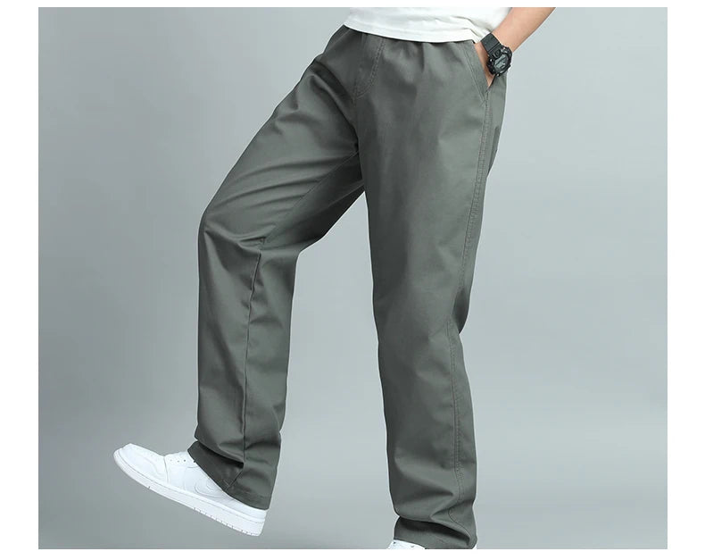 Big Size Men's Casual Cotton Trousers Loose Fit Straight Pants Multi Pocket Big Man Long Pants Mens Jogger Pants Summer Autumn
