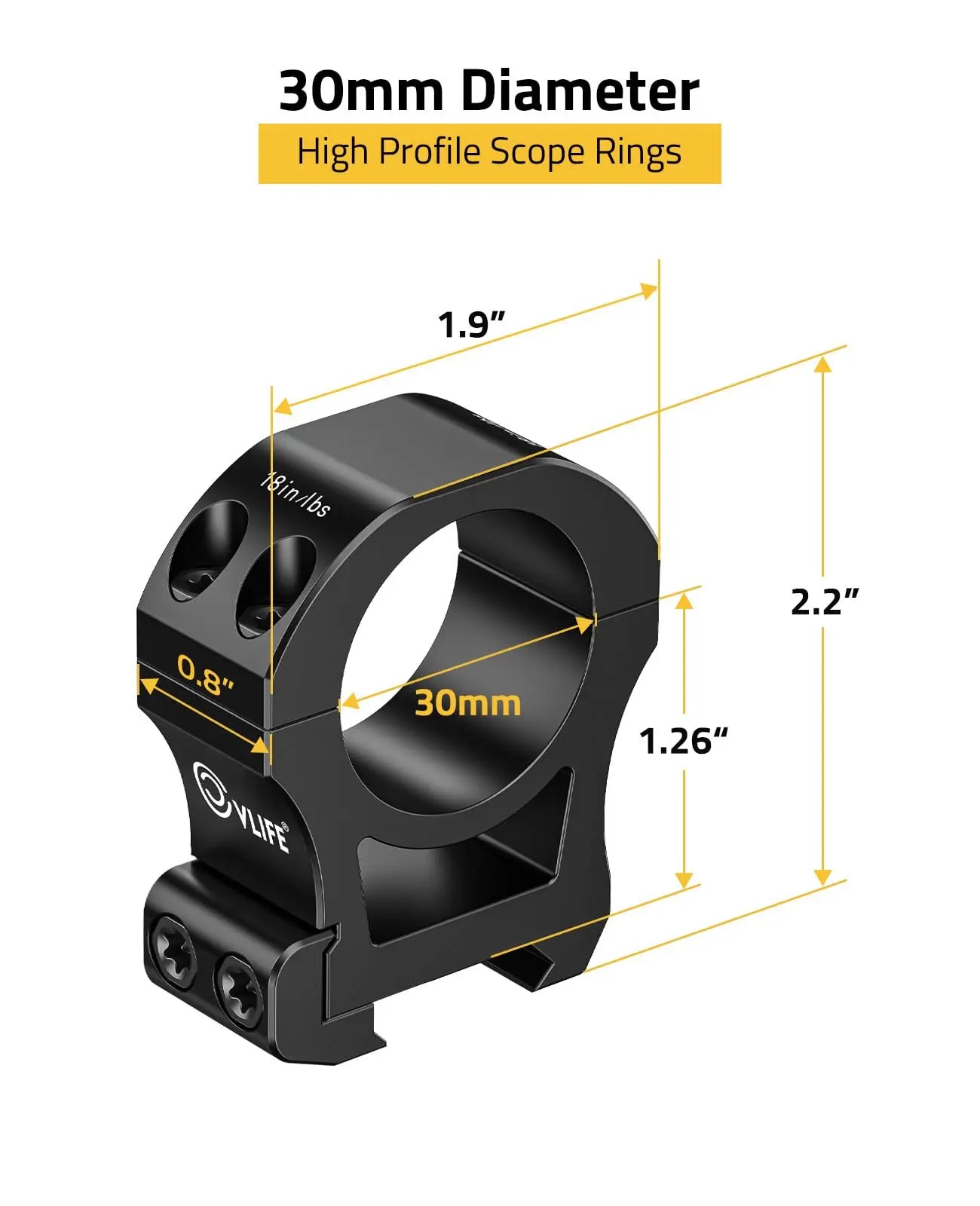CVLIFE Rifle Scope Rings Mount 30mm Diameter Tube - Compatible with Picatinny Rails 2 Pieces  0.90" 1.0'' 1.26'' 1.54‘’Heigth