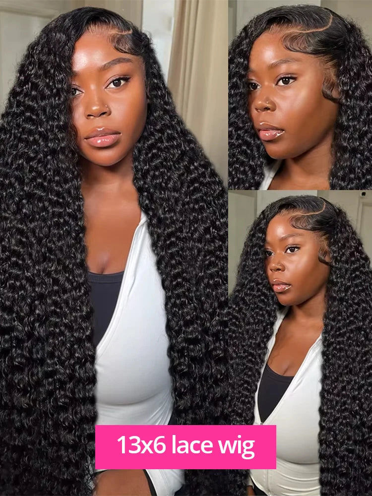 13x6 HD Full Water Wave Curly Lace Frontal Wig 250% Density Brazilian 13x4 Loose Deep Wave Human Hair Wigs For Women 40 42 Inch