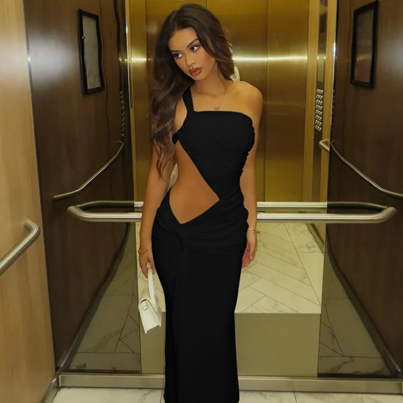 Ladies Summer Elegant Evening Party Dress For Women Sleeveless Backless Hollow Out Sexy Long Dresses Woman Birthday Clubwear