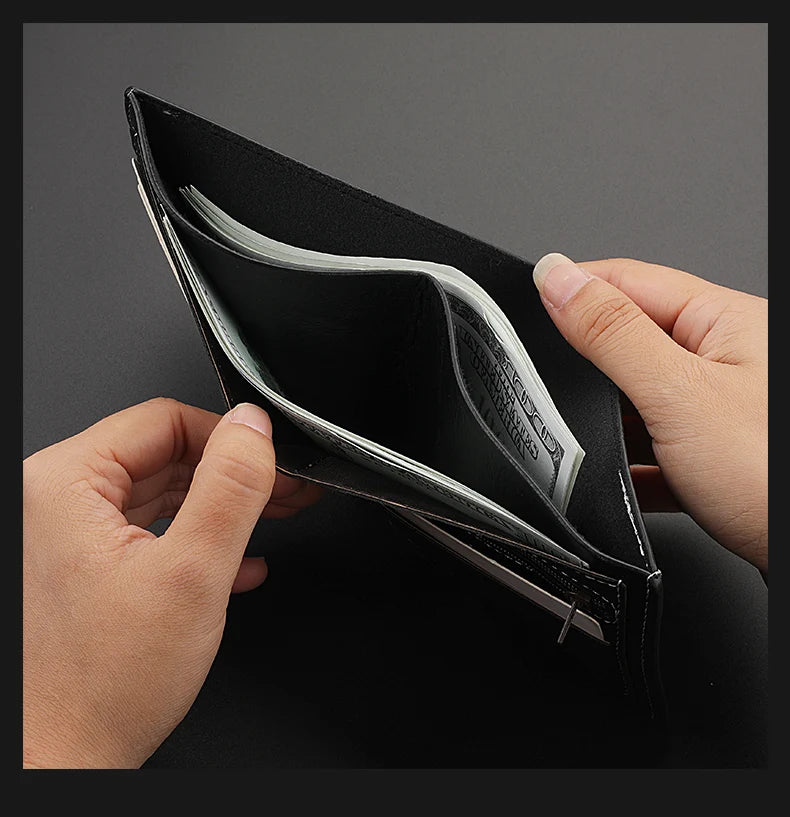 New Man PU Leather Wallet Business Card Holder Thin Business Credit Card Ldentity Holder Vintage Protection Bag Coin Wallet
