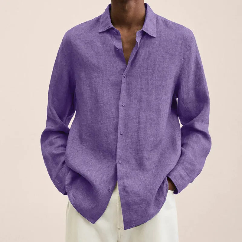 Oversized S-5XL Men Cotton Linen Blouse Tops Summer Spring Turn Down Collar Long Sleeve Office Work Blouse Shirts SZE-ST22071