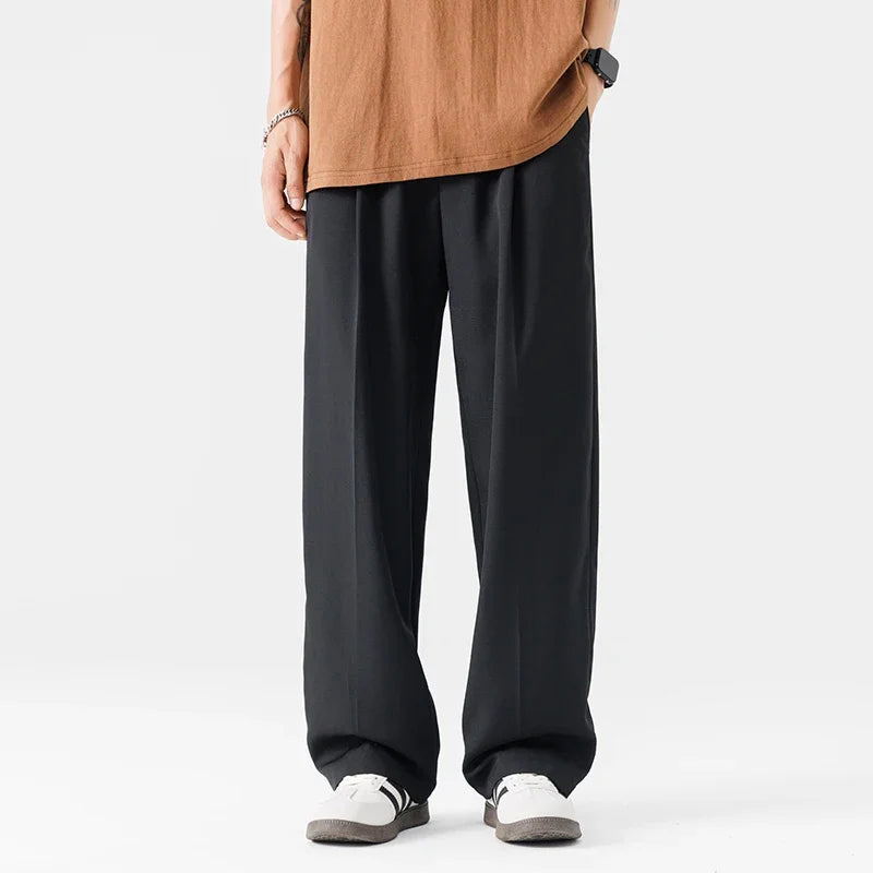New Men Suit Pants Business Trousers Solid Casual Pant Wide Leg  Straight Fashionable Streetwear Comfortable Fabric Oversize