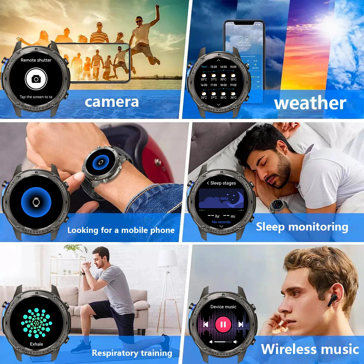 Fanwear T-Rex 3 GPS outdoor sports smart watch, 5ATM swimming smart watch, compass, barometric altitude, Bluetooth call, Valenti