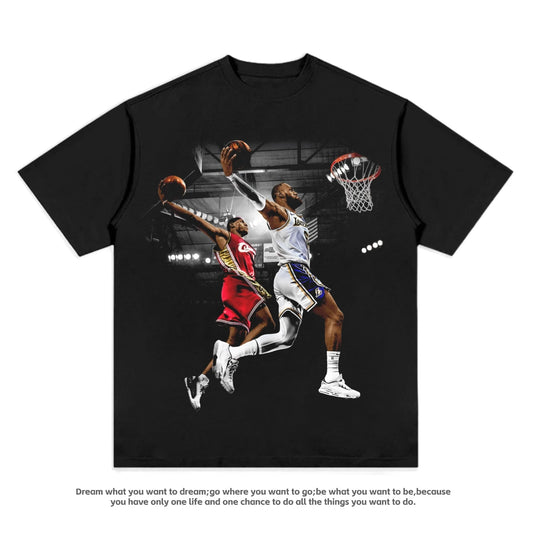 American Vintage James Dunk Top T-Shirt Summer Men's Cotton T-Shirt Men's and Women's Short Sleeve Y2K Streetwear