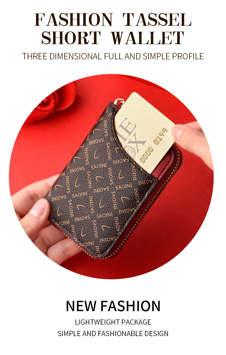 New Women's Small Wallet Premium Sense Personality Lady Credit Card Holder Fashion Multi-Slot Zipper Credit Card Wallet  Women's