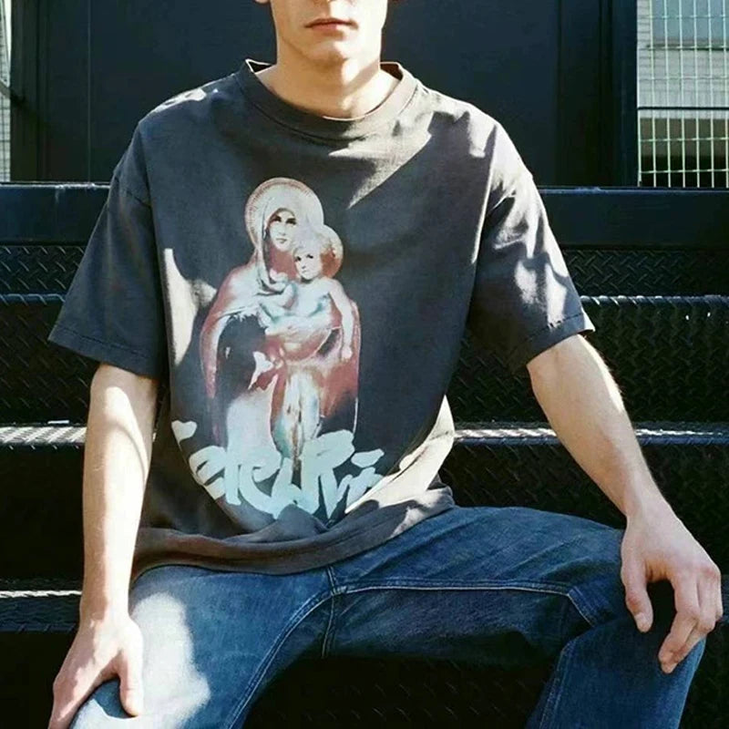 Pay Money To My Pain Saint T-Shirt Men Women Best Quality Oversized 100% Cotton Tee Tops Vintage Washed Black Graphics T Shirt