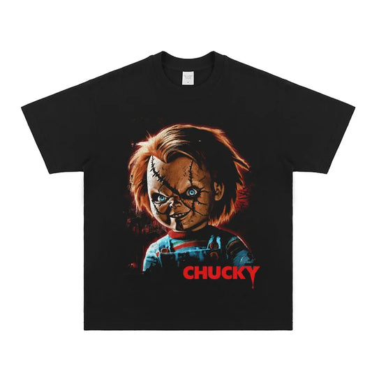 Chucky Ghost Ghost Back Horror Chucky American Digital Direct Injection Print T-shirt Vintage Vintage Loose