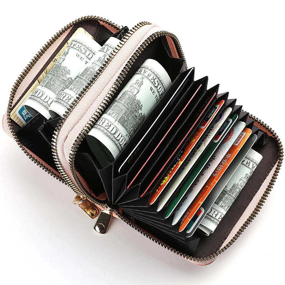 PU Leather Zipper Credit Card Holder, Cartoon Print Fashionable And Compact Women's Coin Purse, Suitable For Women's Daily Use