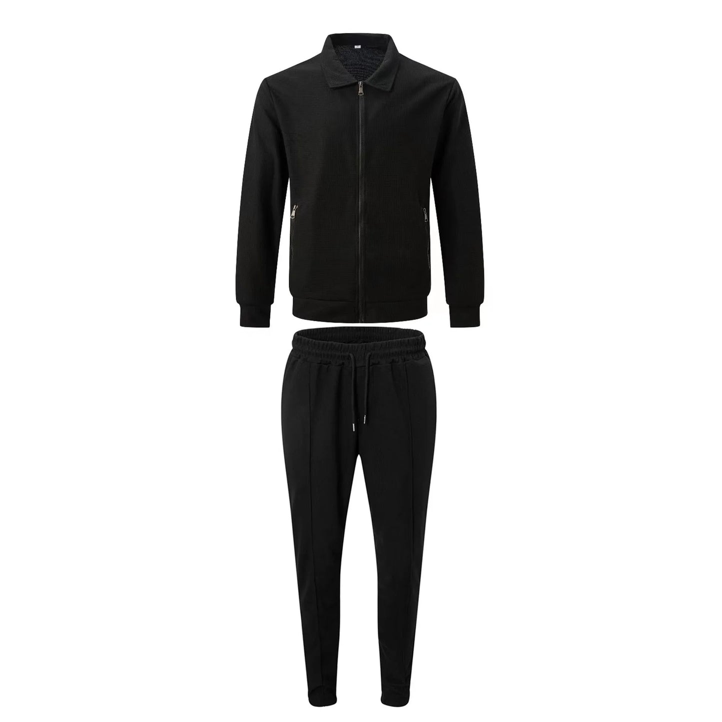 Aliexpress Amazon Cross-border Spring/Autumn 2023 Zipper Pocket lapel Trendy Jacket + Trousers Men's sportswear Streetwear Set