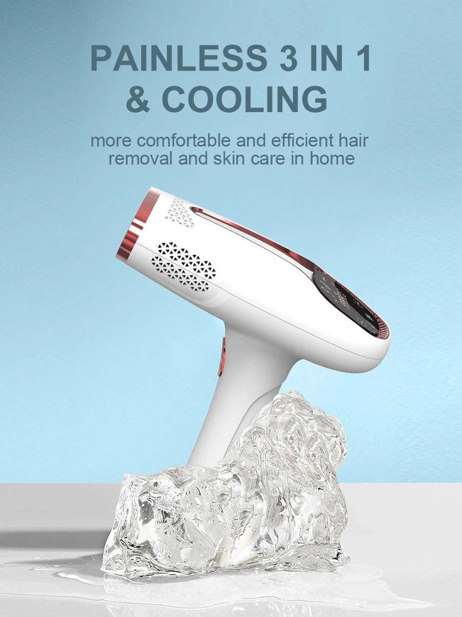 Upgraded Laser Hair Removal Cooling 3in1 At-Home Rejuvenation Acne Remove Painless Permanent Hair Remove for Women IPL Epilator