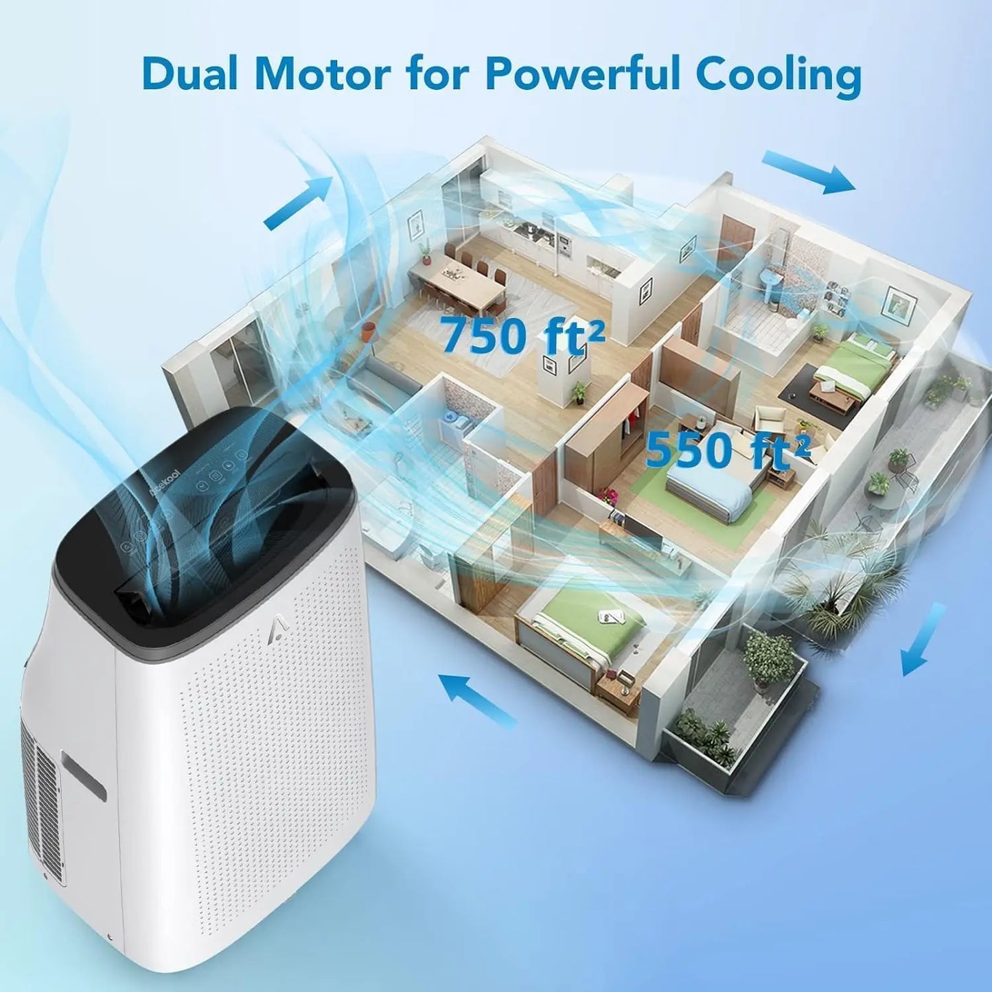 Portable Air Conditioner 14000 BTU Cool Up to 750 Sq.Ft 3-in-1 AC Unit Dehumidifier Fan Remote Control 24Hrs Timer for Home