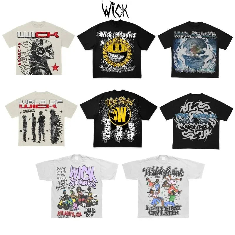 summer American street anime letter printed short sleeve T-shirt for women y2k Harajuku fashion couple casual loose top