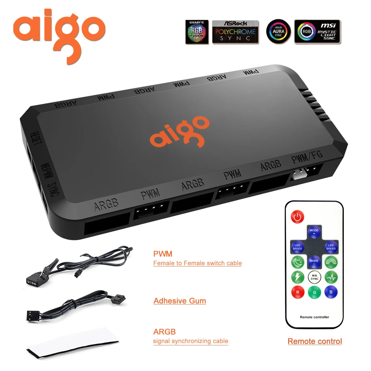 Aigo AR12PRO Computer Case Fan Ventoinha PC magnetic light bar 120mm RGB Fan 4pin PWM CPU Cooling Fan 3p5v Argb 12cm Ventilador