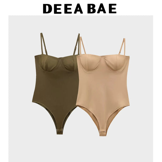DEEABAE Spicy Girl with Chest Cushion Camisole Jumpsuit Women's New Style Of Sexy Tight Fitting Crotch TopTtrendy