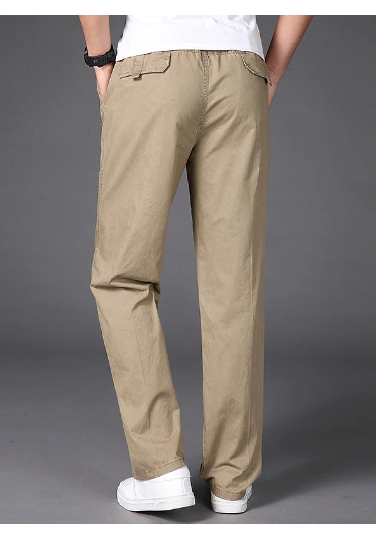 Summer thin cotton casual pants men loose straight leg 2024 new men's pants trend all matching men's long pants