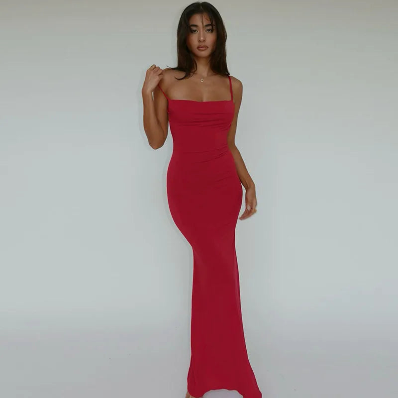Ladies  Summer Elegant Evening Party Dress Women Sleeveless Backless Maxi Dresses Birthday Night Clubwear Fashion Female Outfits