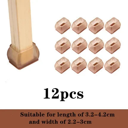 New 12Pcs Silicone Table Chair Leg Mat round square furniture Leg Caps Foot Protection Bottom Cover Pads Wood Floor Protector