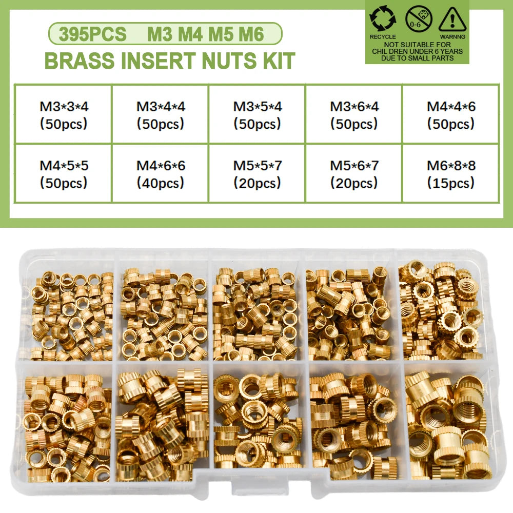 M2 M2.5 M3 M4 M5 M6 Heat Brass Insert Nut Metric Threaded Inserts Hot Melt Knurled Copper Nuts For 3D Printing Assortment Kit