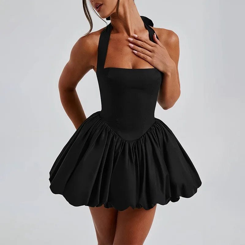Ladies Summer Elegant Evening Party Dress Women Sleeveless Backless Halter Sexy Mini Dresses Night Club Streetwear Female Outfit