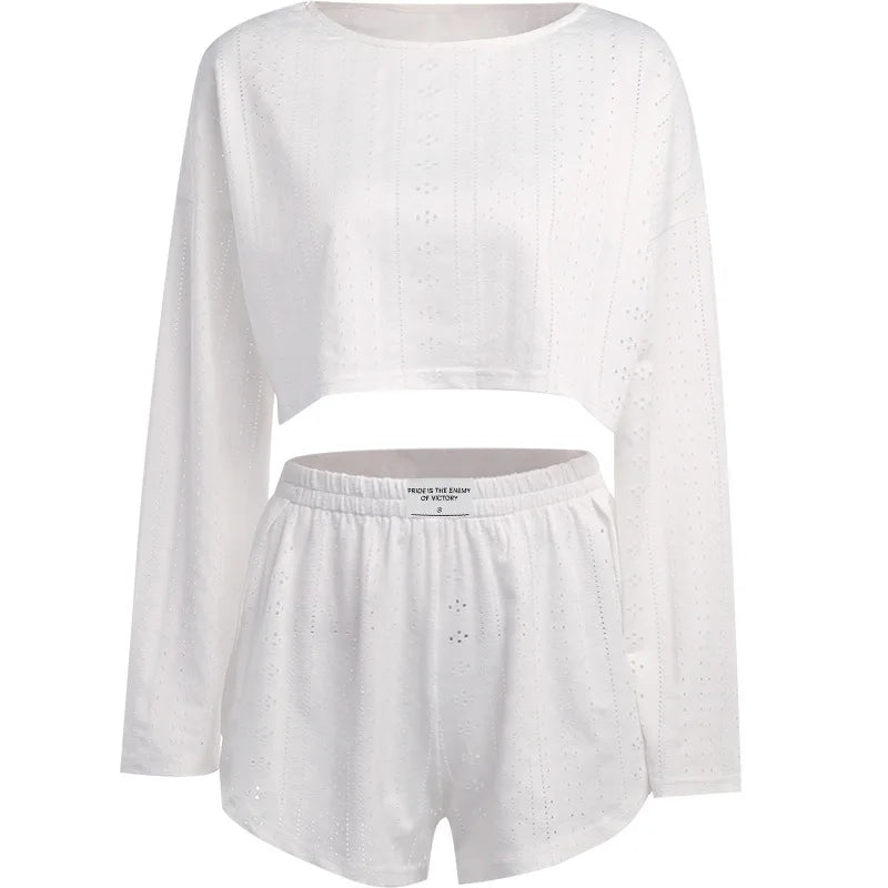 Women Fashion Slim Pajamas Set Two-Piece Suits Sleepwear Loungewear Solid Pajama Ladies Pijama Homewear Soft Leisure Nightwear